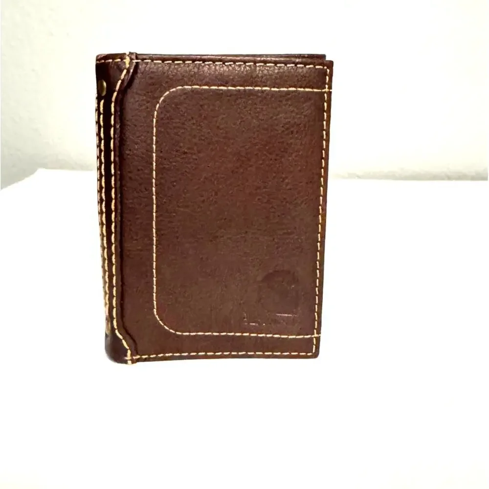 Carhartt Pebble Leather Trifold Wallet in Dark Brown